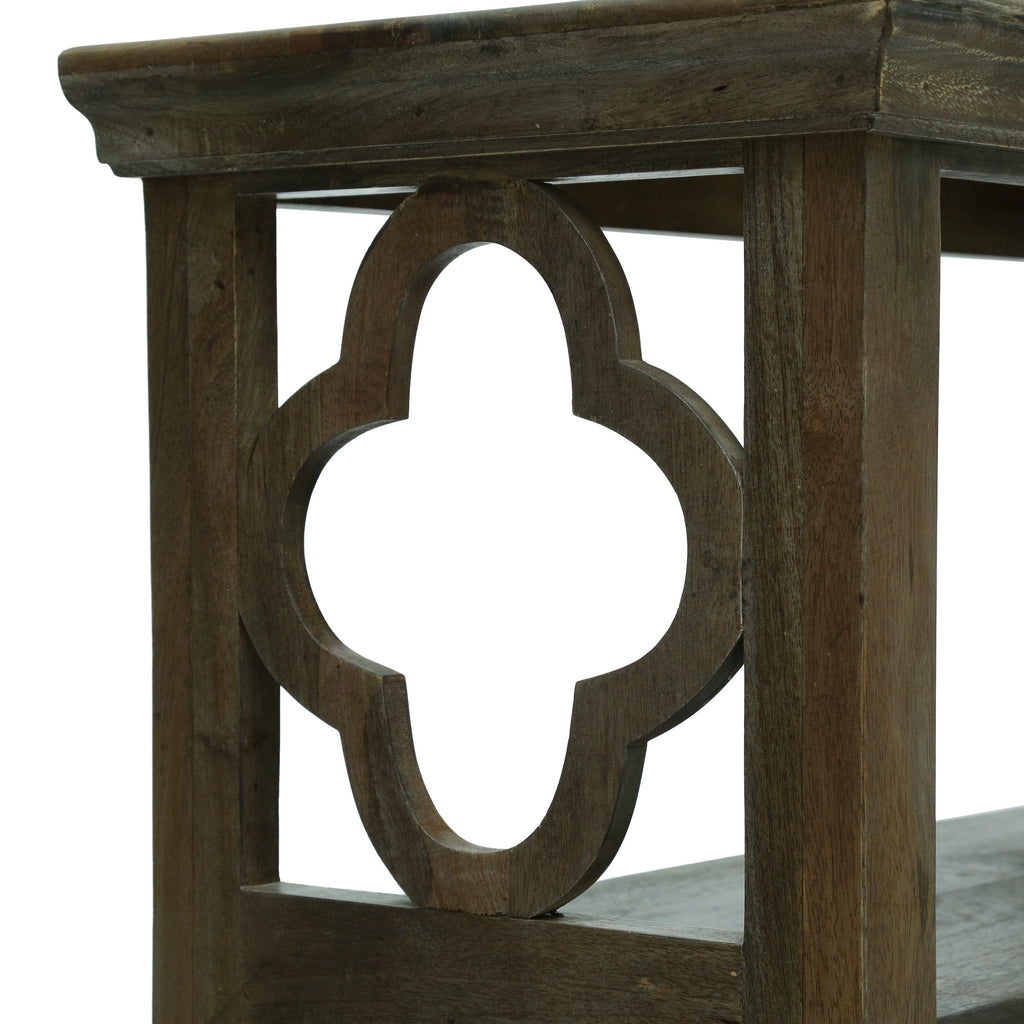 Traditional Handcrafted 2 Shelf Mango Wood Etagere Bookcase, Gray NH Noble House Furniture