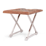 Handcrafted Boho Wooden End Table - NH489313