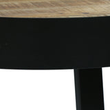 Modern Industrial Handcrafted Mango Wood Side Table, Natural and Black - NH577413