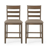 Farmhouse Upholstered Wood Counter Stools, Set of 2 - NH996413