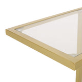 Modern Glam Glass Top C-Shaped Side Table, Gold - NH369413