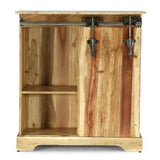 Modern Industrial Handcrafted Acacia Wood Live Edge Cabinet with Sliding Door, Natural and Black - NH397413