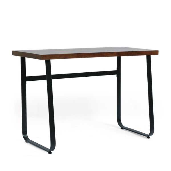 Modern Industrial Handcrafted Mango Wood Desk, Walnut and Black - NH046413