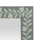 Boho Handcrafted Painted Full Length Standing Mirror, Gray and White - NH959413