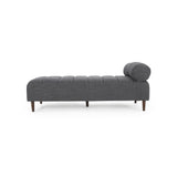 Holmwood Mid Century Modern Fabric Tufted Chaise Lounge with Bolster Pillow