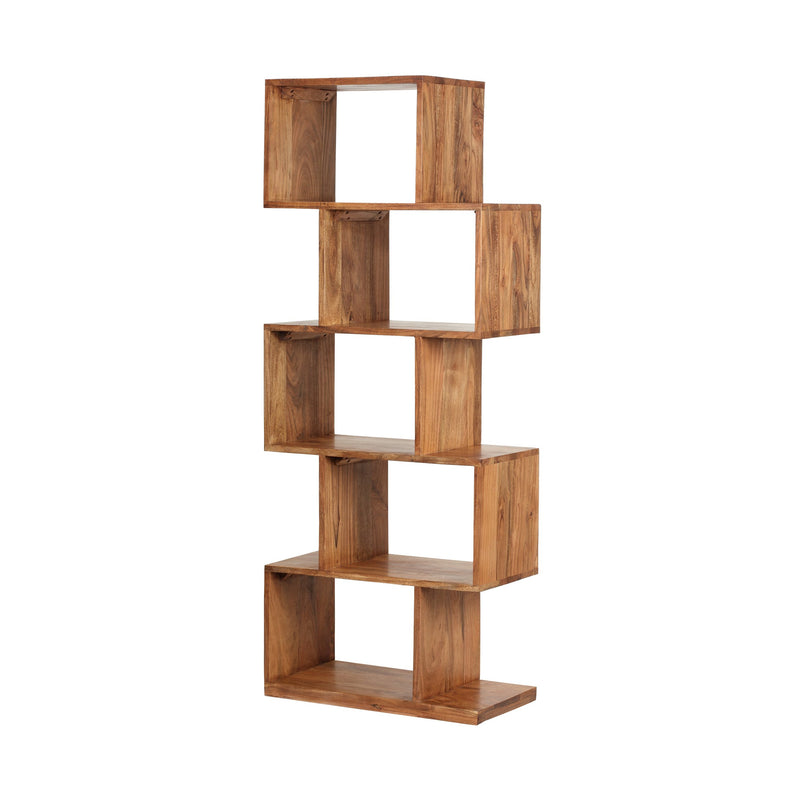 Handcrafted Boho 5 Shelf Acacia Wood Etagere Bookcase - NH695313