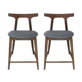 Annett Mid Century Modern Fabric Upholstered Wood 24.5 Inch Counter Stools, Set of 2