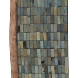Boho Handcrafted Rectangular Mosaic Wall Mirror, Golden Brown - NH584413