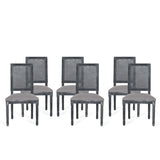 French Country Wood and Cane Upholstered Dining Chair (Set of 6) - NH794513