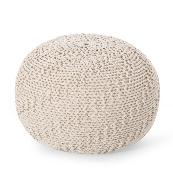 Modern Knitted Round Pouf - NH621413