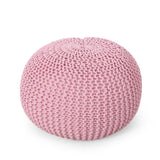 Modern Knitted Cotton Round Pouf - NH088313