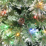 Cashmere Pine and Mixed Needles Pre-Lit Clear LED Hinged Artificial Christmas Tree with Snow and Glitter Branches and Frosted Pinecones - NH612513