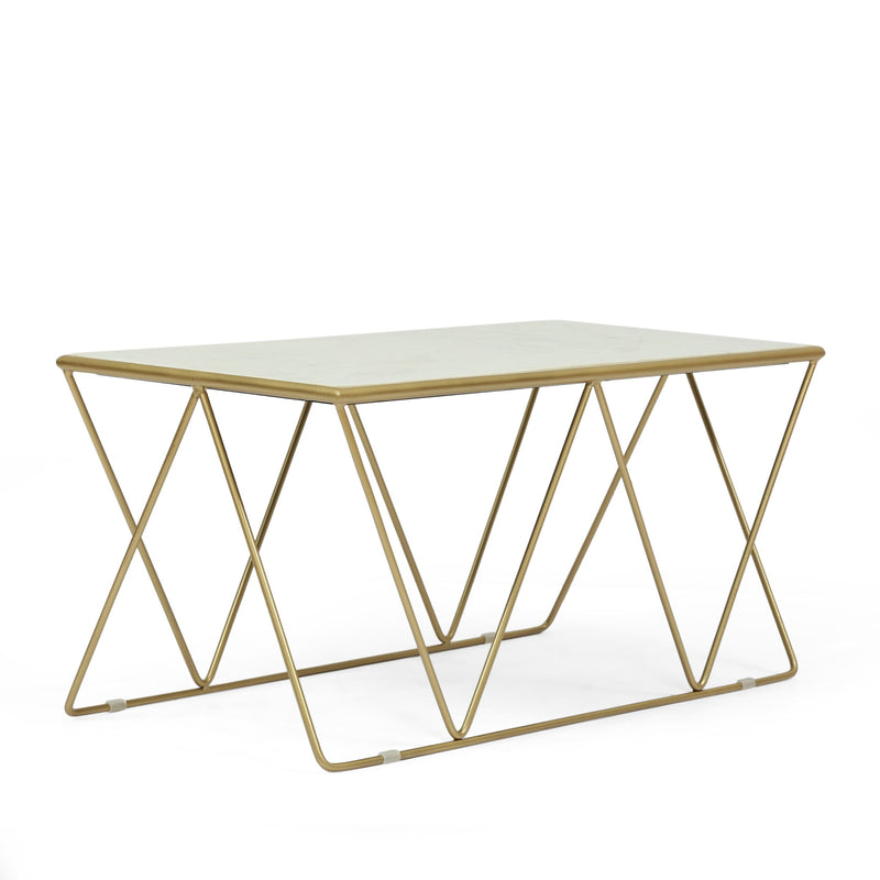 Modern Glam Handcrafted Marble Top Coffee Table - NH037413