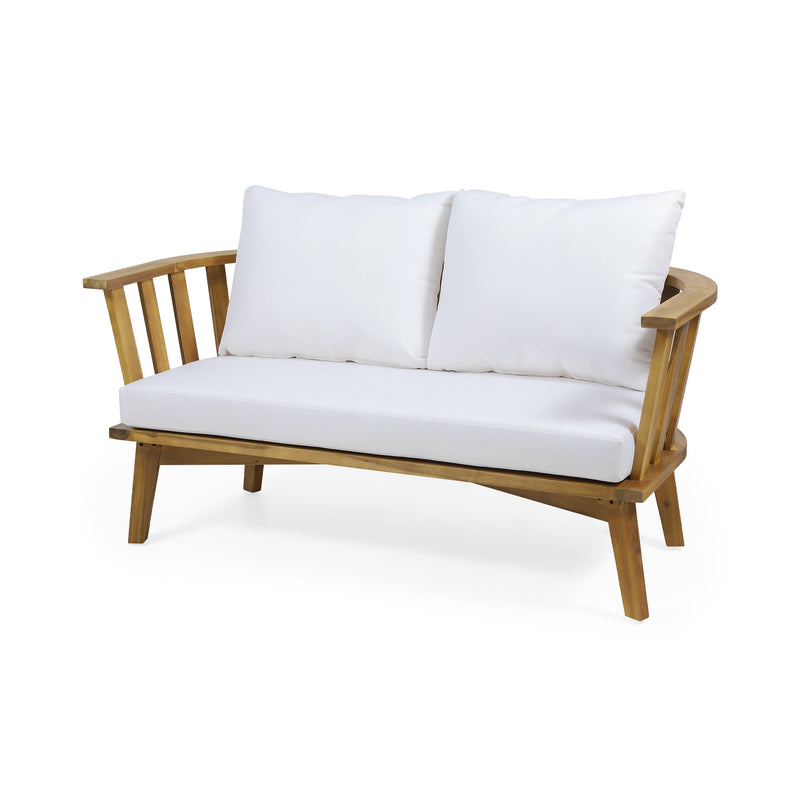 Outdoor Wooden Loveseat with Cushions - NH271313
