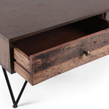 Handcrafted Boho Mango Wood Coffee Table with Drawers - NH380413