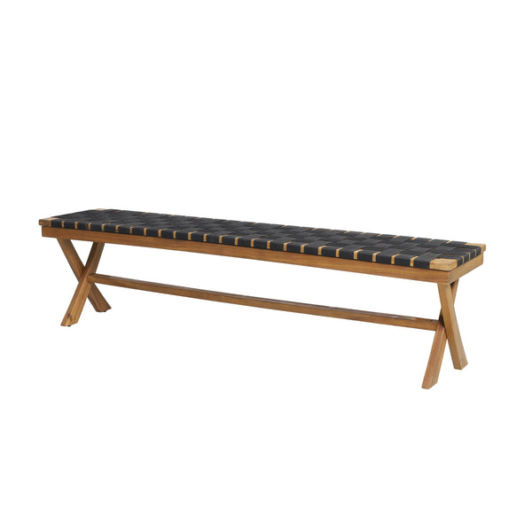Outdoor Acacia Wood Bench with Rope Seating - NH404313
