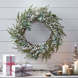 28" Artificial Wreath with White Berries - NH470413