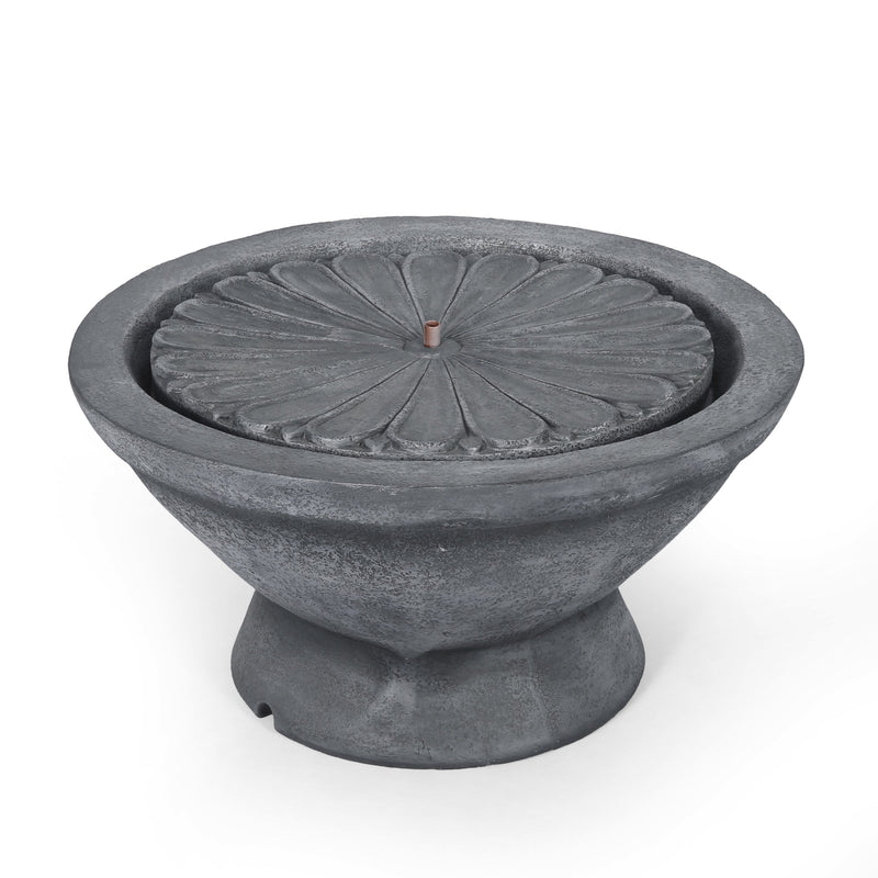 Outdoor Flower Bowl Fountain, Light Gray - NH847413