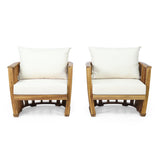 Outdoor Acacia Wood Club Chairs with Cushions (Set 2) - NH379313