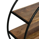 Handcrafted Industrial Circular Mango Wood Shelf - NH649313