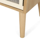 Contemporary End Table with Hutch, Natural and White - NH692513