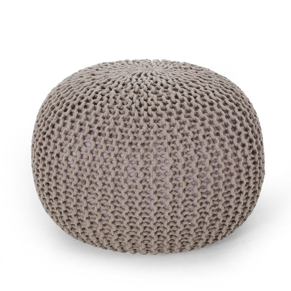 Modern Knitted Cotton Round Pouf - NH311413