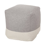 Contemporary Two Tone Fabric Cube Pouf - NH999313