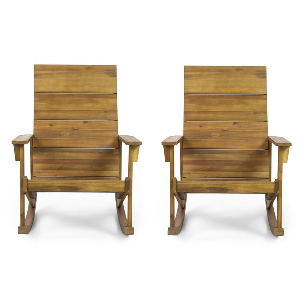 Outdoor Acacia Wood Adirondack Rocking Chair, Set of 2 - NH180413