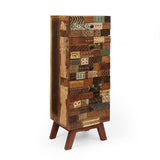 Handcrafted Boho 4 Drawer Wood Cabinet - NH280413