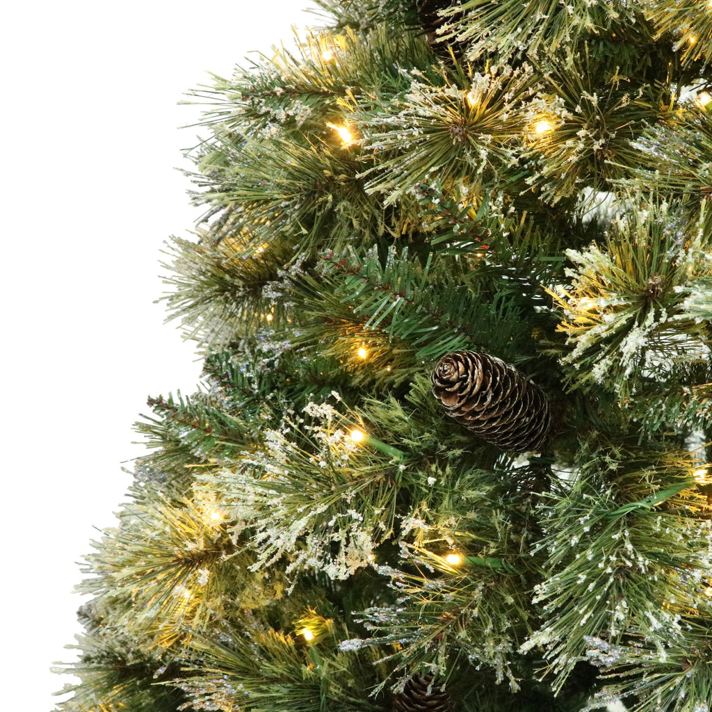 Cashmere Pine and Mixed Needles Pre-Lit Clear LED Hinged Artificial Ch 