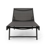 Outdoor Aluminum Chaise Lounge Set with C-Shaped End Table - NH025313