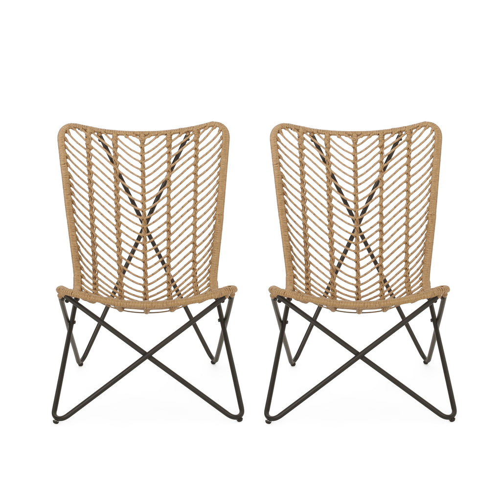 Juan Outdoor Wicker Accent Chairs, Set of 2 Noble House Furniture