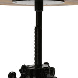 Outdoor Handcrafted Mango Wood Adjustable Height Bistro Table, Natural and Black - NH584513