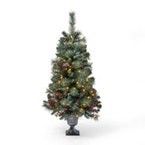 4-Foot Mixed Pine Pre-Lit Clear LED Pre-Decorated Artificial Potted Christmas Tree - NH535313
