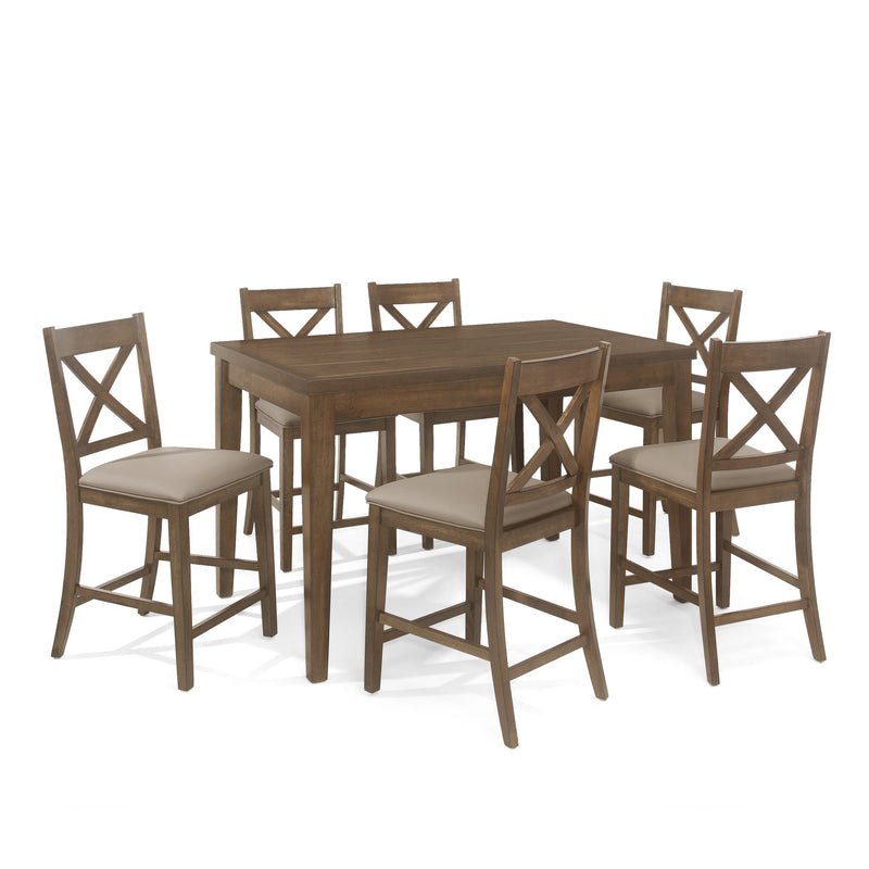 Farmhouse Wood Counter Height 7 Piece Dining Set - NH757413