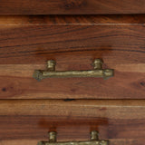 Handcrafted Boho Acacia Wood 3 Drawer Nightstand, Set of 2 - NH689313