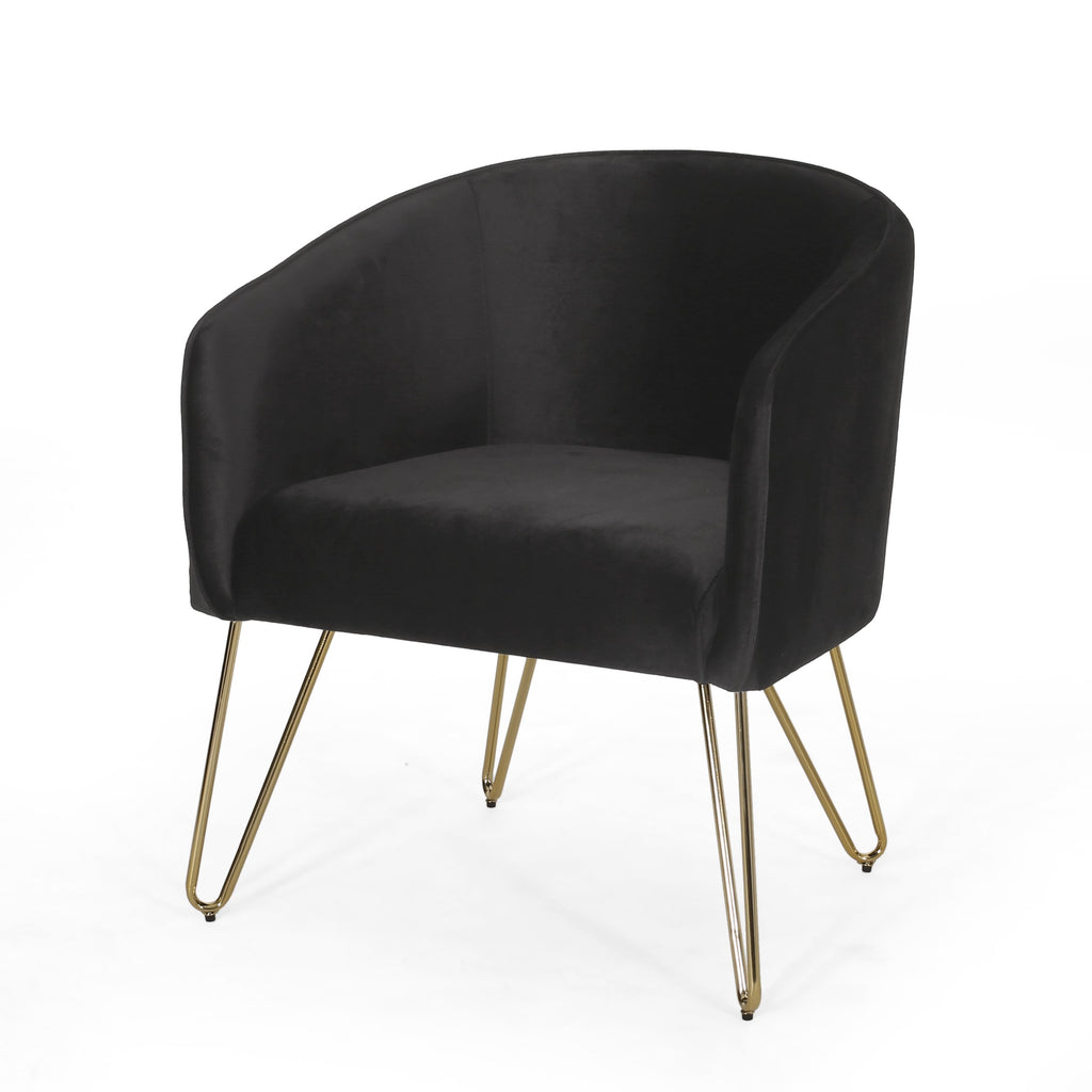 Modern Glam Velvet Club Chair with Hairpin Legs NH394413 Noble