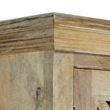 Boho Handcrafted Mango Wood 3 Drawer Sideboard, Antique White - NH907413