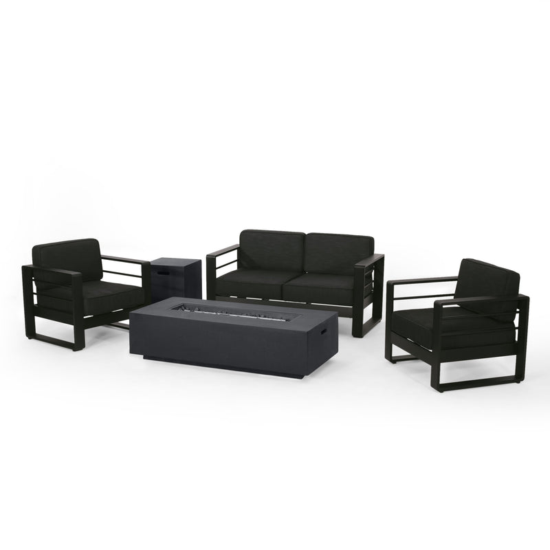 Outdoor Aluminum 4 Seater Chat Set with Fire Pit - NH785313
