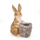 Outdoor Decorative Rabbit Planter, White and Brown - NH989413