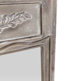 Traditional Acacia Wood Wall Mirror, White Washed Gray - NH303413