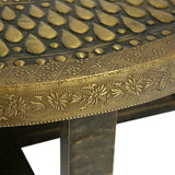 Boho Handcrafted Embossed Coffee Table, Gold - NH833413
