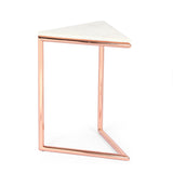 Modern Glam Handcrafted Banswara Marble Top C-Shaped Side Table, White and Rose Gold - NH322513