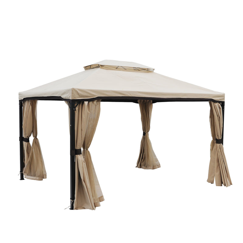 Outdoor 10' x 12' Gazebo with Water Resistant Canopy, Beige - NH535513