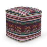 Boho Handcrafted Peruvian Print Cube Pouf - NH615413