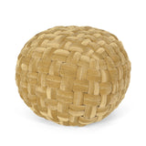 Modern Glam Handcrafted Cable Weave Velvet Round Pouf - NH714413