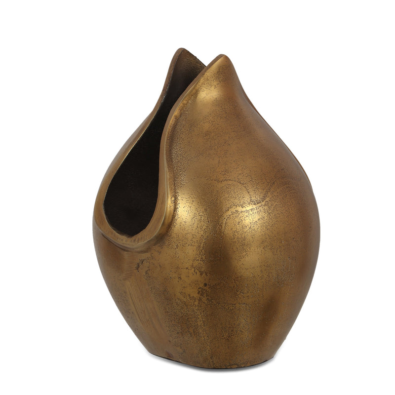Handcrafted Aluminum Decorative Vase, Raw Brass - NH972413