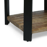 Modern Industrial Handcrafted Mango Wood Side Table, Natural and Black - NH498413
