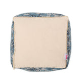 Handcrafted Boho Fabric Cube Pouf - NH238313