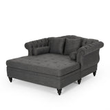 Contemporary Tufted Double Chaise Lounge with Accent Pillows - NH417413